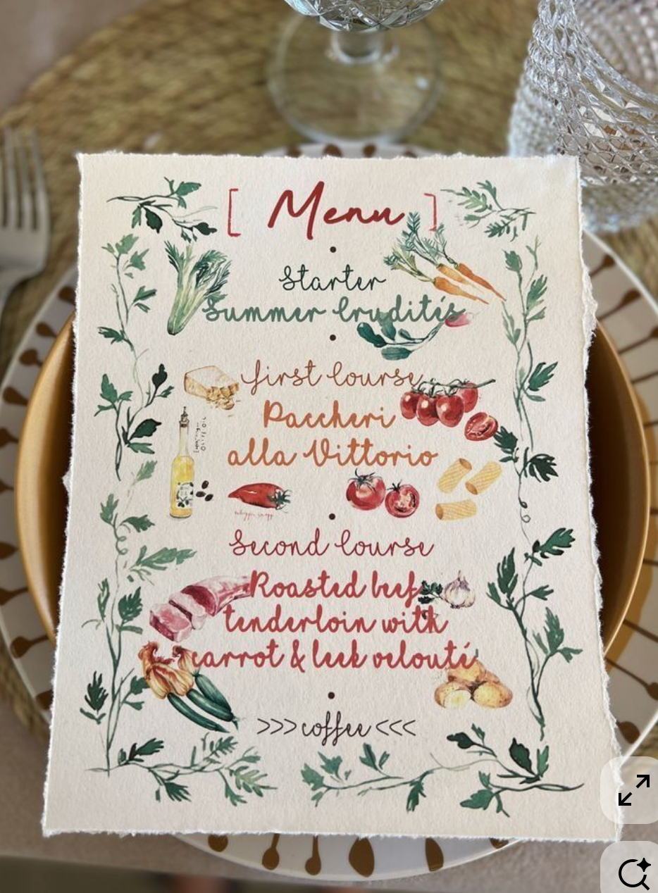 Personalized event menu